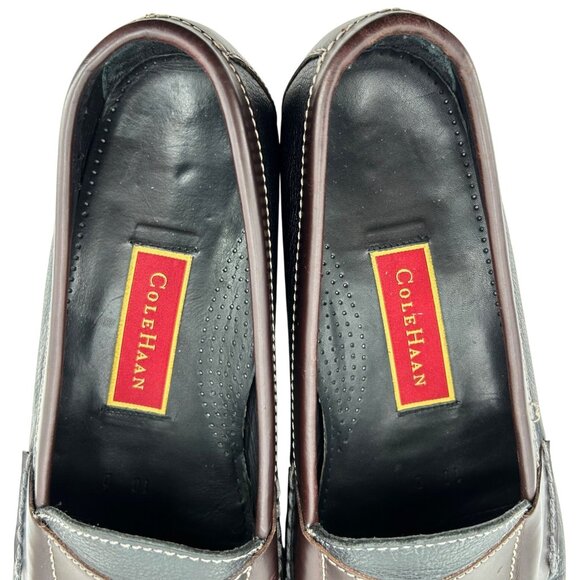 Cole Haan Men's 10D Black Brown Pebble Leather Pinch Tassel Loafers Dress Shoes - Picture 4 of 12